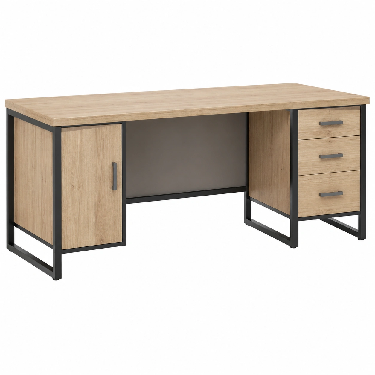 Schreibtisch aus Eichefurnier und Metall 140x60x75cm-decozira