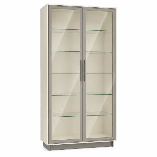 Vitrine mit Sicherheitsglas und Doppeltüren aus Holzwerkstoff Weiß 180x90x40 cm-decozira