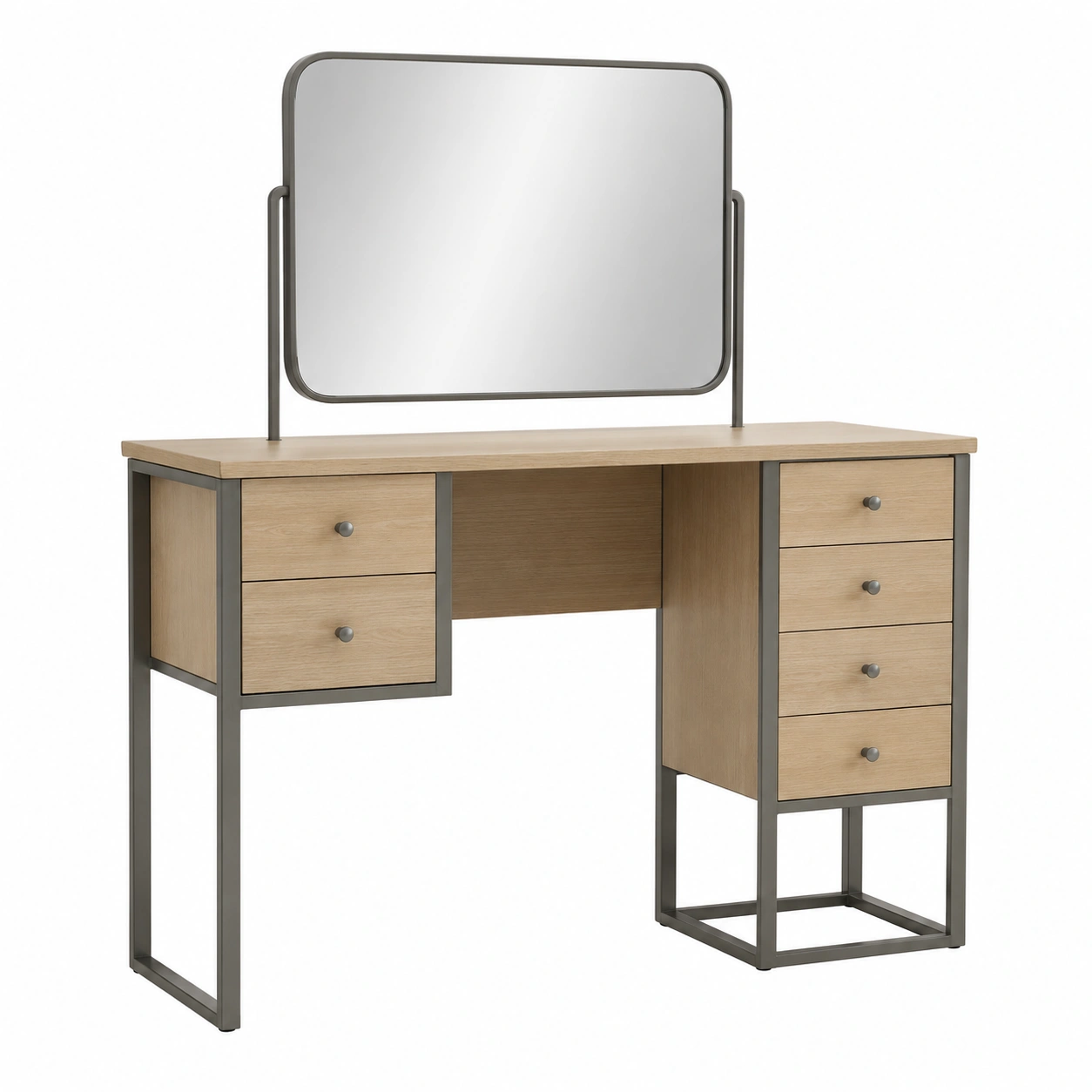 Schminktisch mit Spiegel MDF Metall 120x50x140cm Natur-furnovria