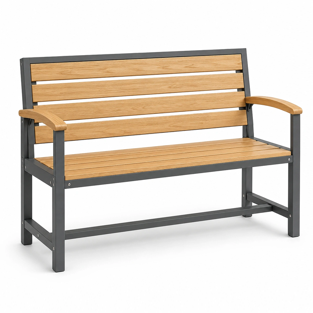 Gartenbank mit Metallrahmen und Eichenholzlatten 120 cm Natur/Anthrazit-furnovria
