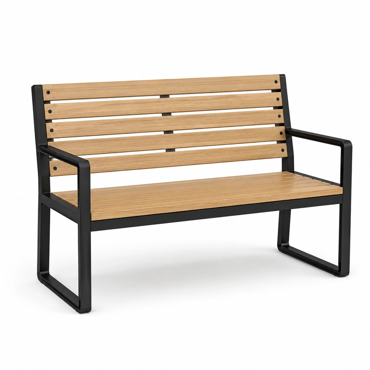 Gartenbank Holz Metallrahmen Eiche/Schwarz-furnovria