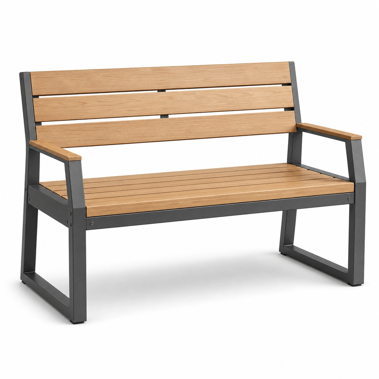 Gartenbank Holz Metall 125cm Braun/Schwarz-furnovria