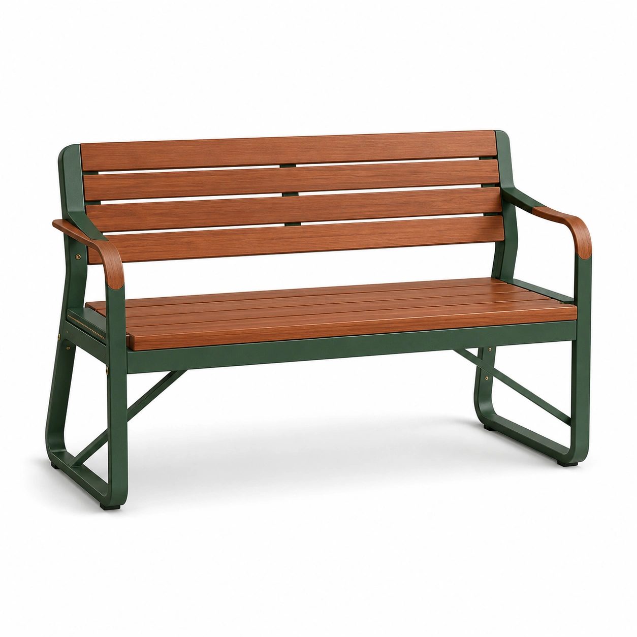 Gartenbank aus Metall und Holz Braun/Grün-furnovria
