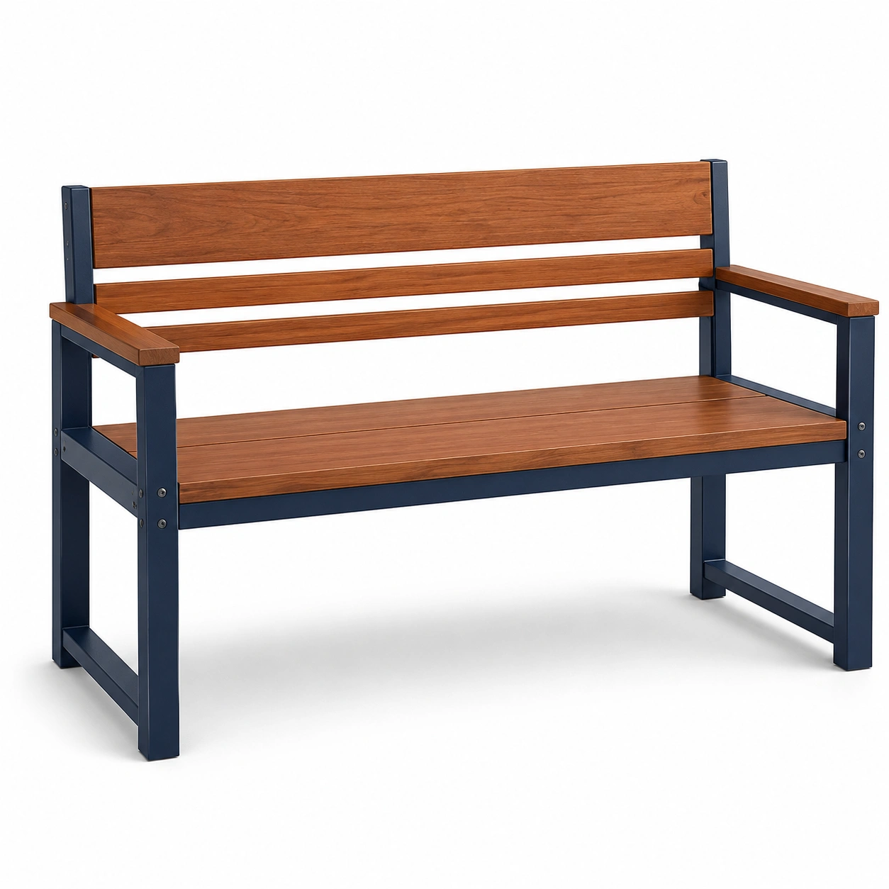 Gartenbank Holz Aluminiumrahmen 125cm Braun/Blau-furnovria