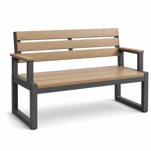 Gartenbank Holzverbundwerkstoff Metallgestell 120 cm Natur/Anthrazit-furnovria