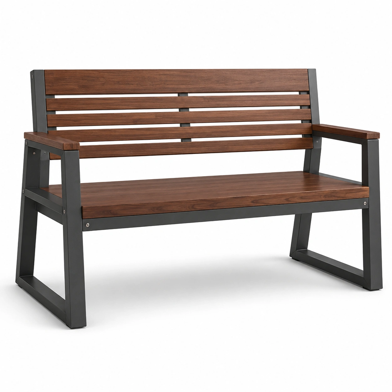 Gartenbank Holz Metallrahmen 120 cm Braun/Schwarz-furnovria