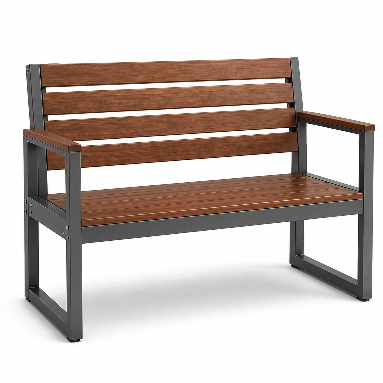 Holzbank mit Stahlrahmen Braun/Schwarz-furnovria