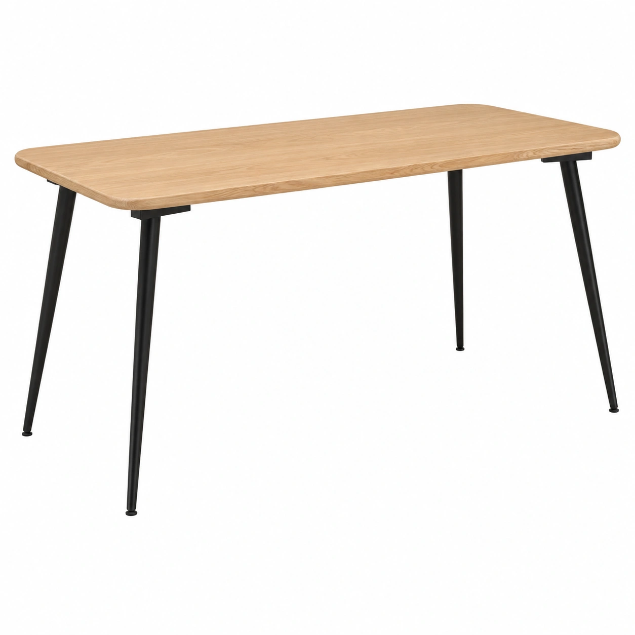 Esstisch Rechteckig Eichenholz Tischplatte 140x80 cm Natur Schwarz Metallbeine-furnovria