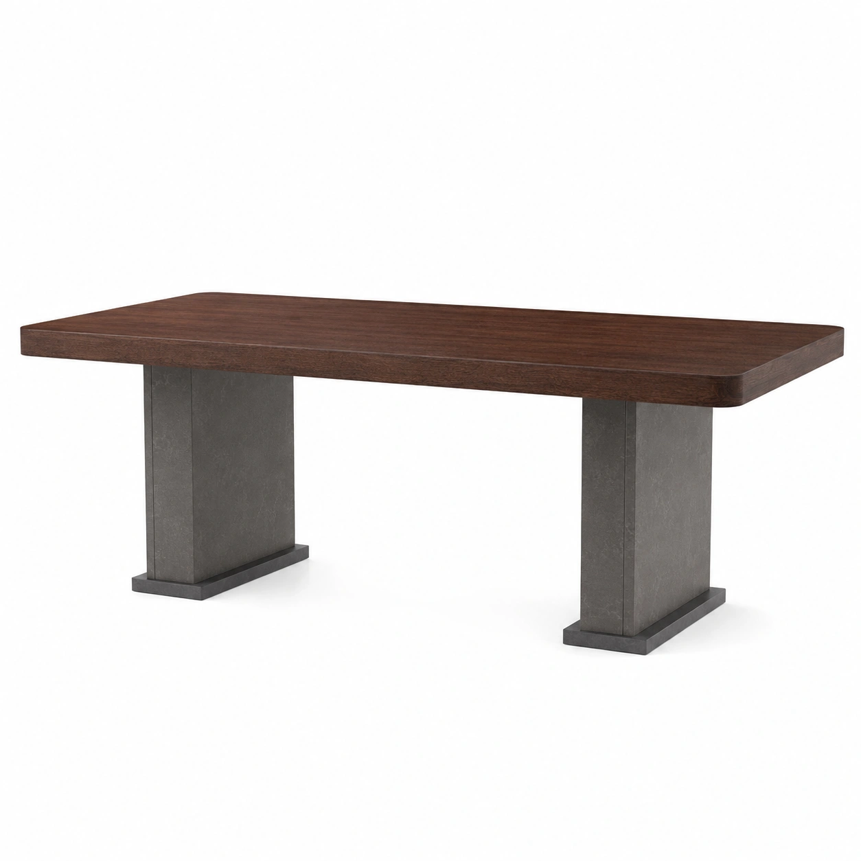 Esstisch Massivholz Tischplatte Beton Sockel 200x90x75 cm Braun/Anthrazit-furnovria