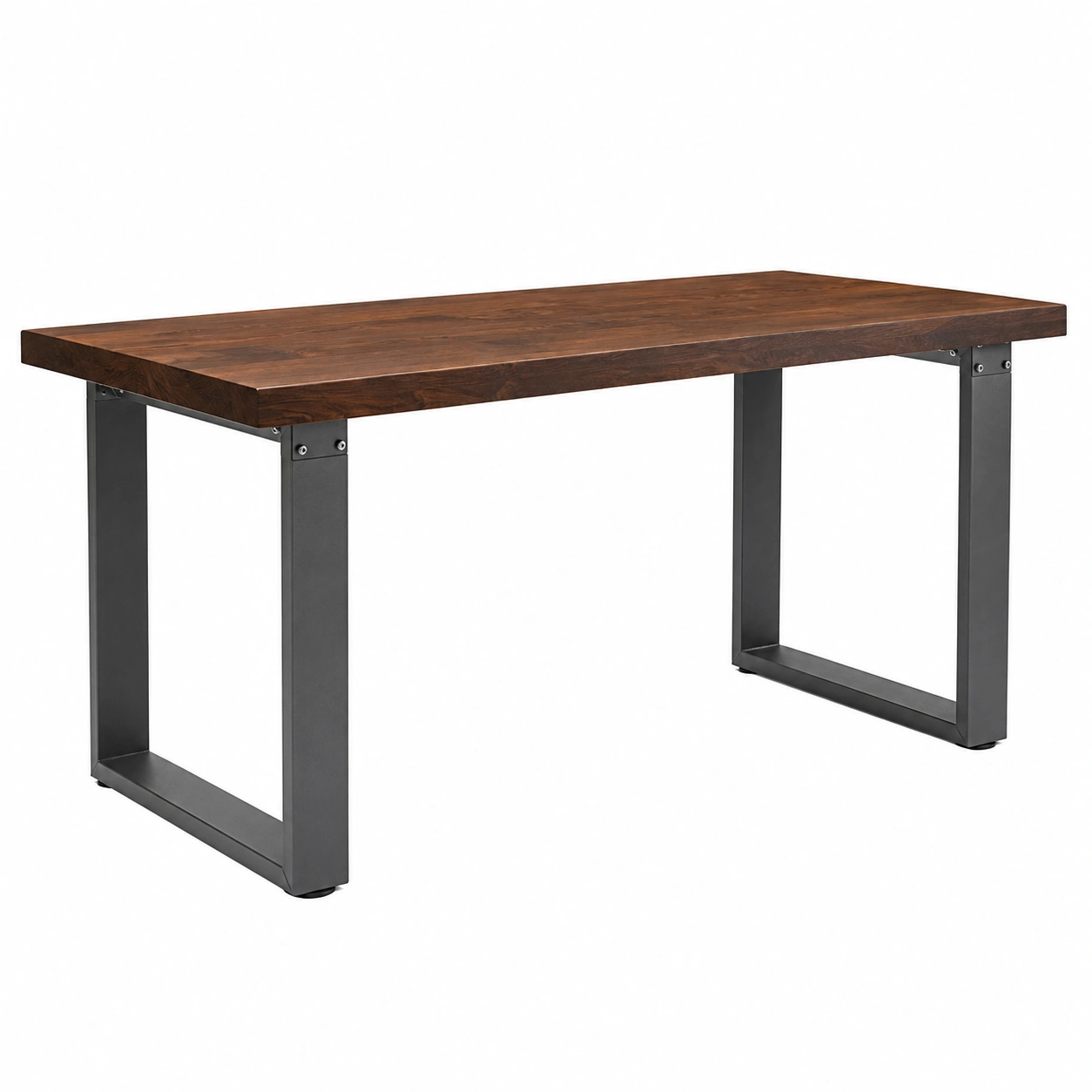 Esstisch Rechteckig Massivholz Stahlbeine 180x90x75 cm Walnuss/Schwarz-furnovria