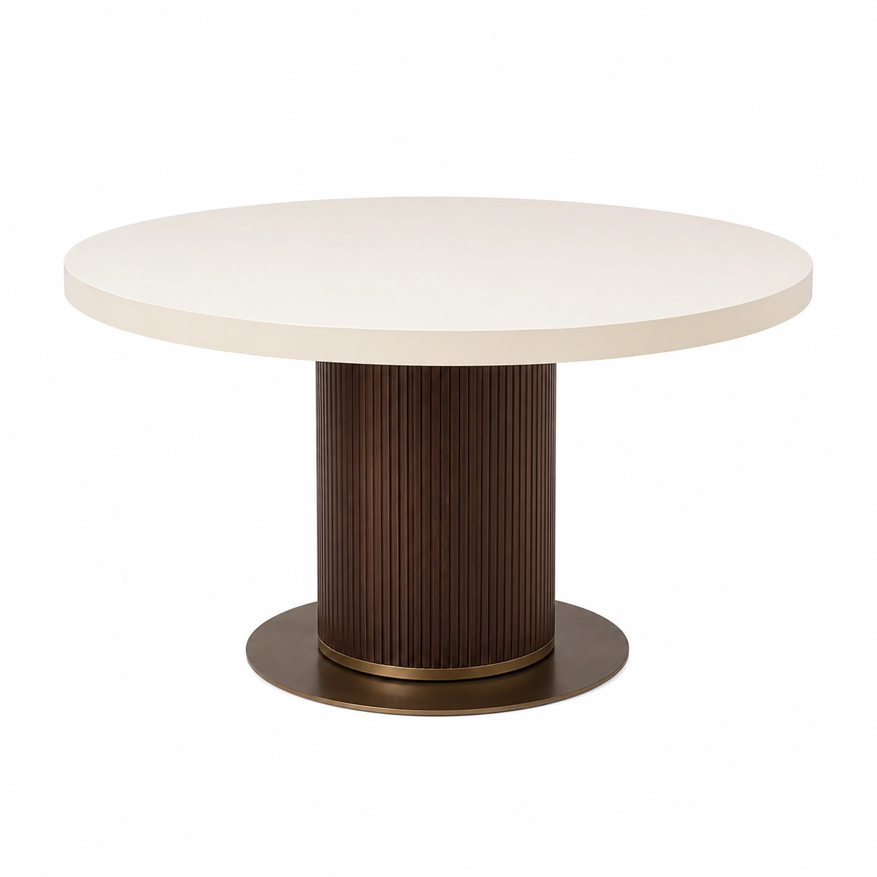 Runder Esstisch MDF Ø120cm Creme Braun-furnovria