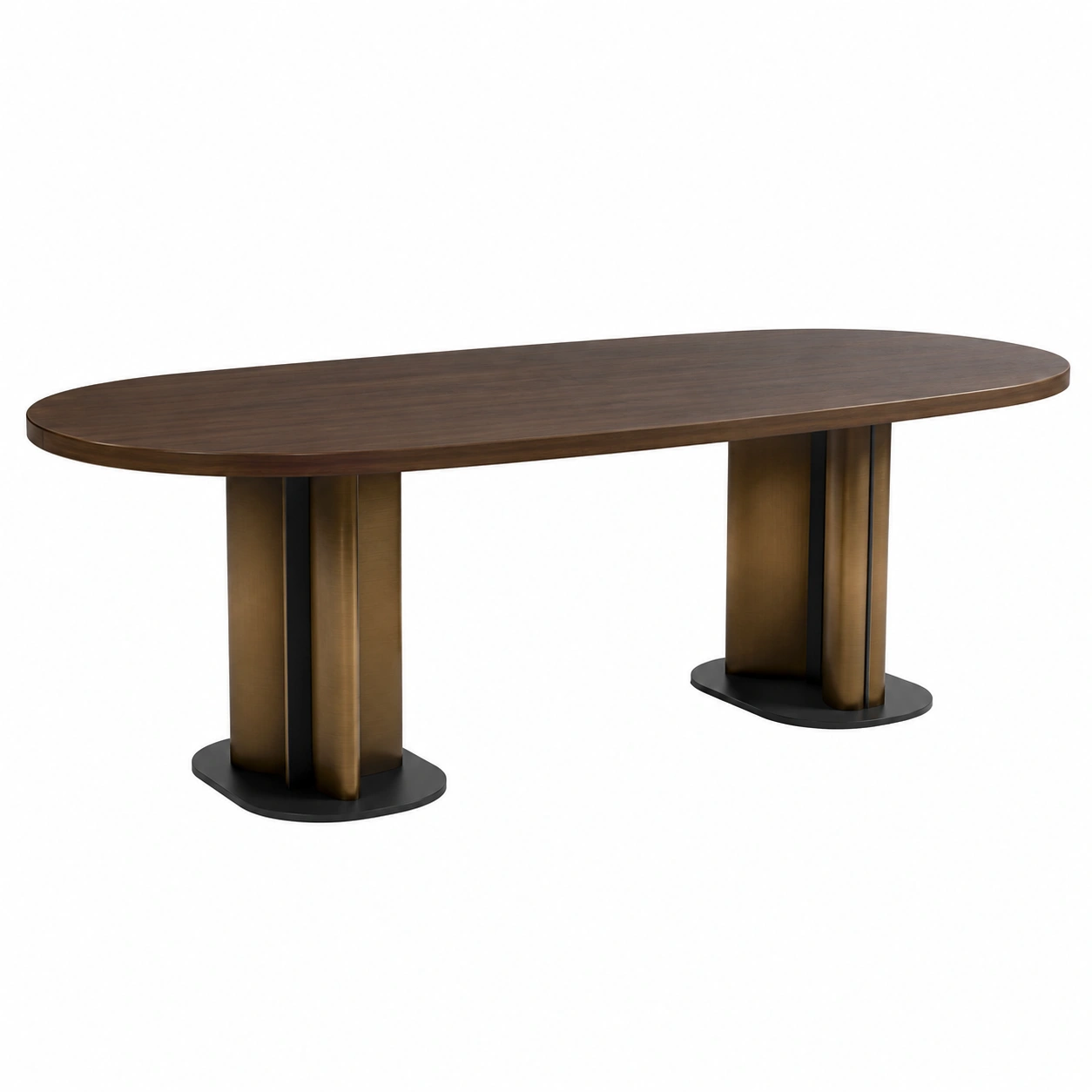 Ovaler Holztisch mit Metallbeinen 200x100x75cm Braun/Gold-furnovria