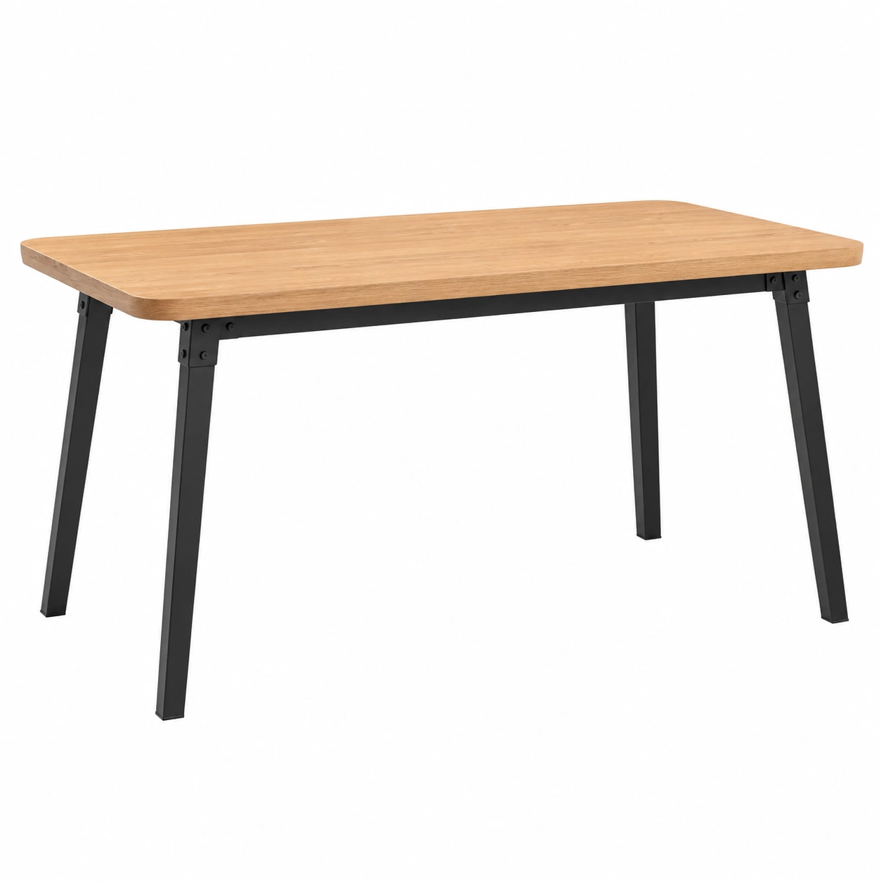Esstisch Rechteckig Holz Metall 140x80x75cm Natur/Schwarz-furnovria