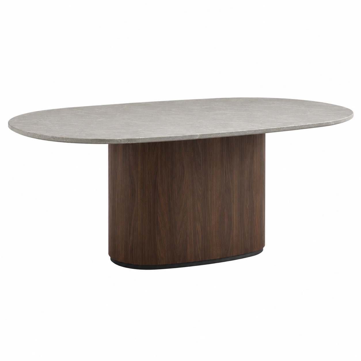 Esstisch oval MDF Marmoroptik Grau/Braun-furnovria