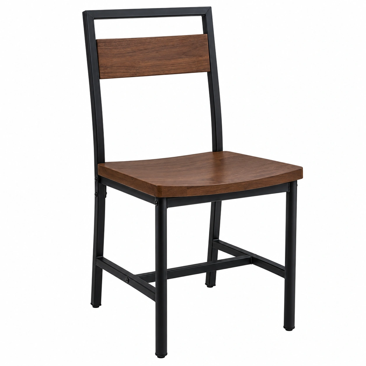 Stuhl mit Metallrahmen und Walnussholz Sitz Braun-furnovria