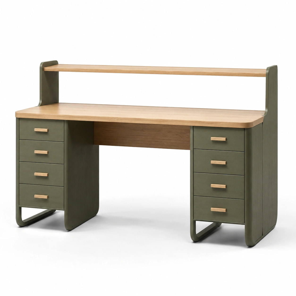 Schreibtisch aus Eichenholz mit Stahlfinish in Grün-furnovria