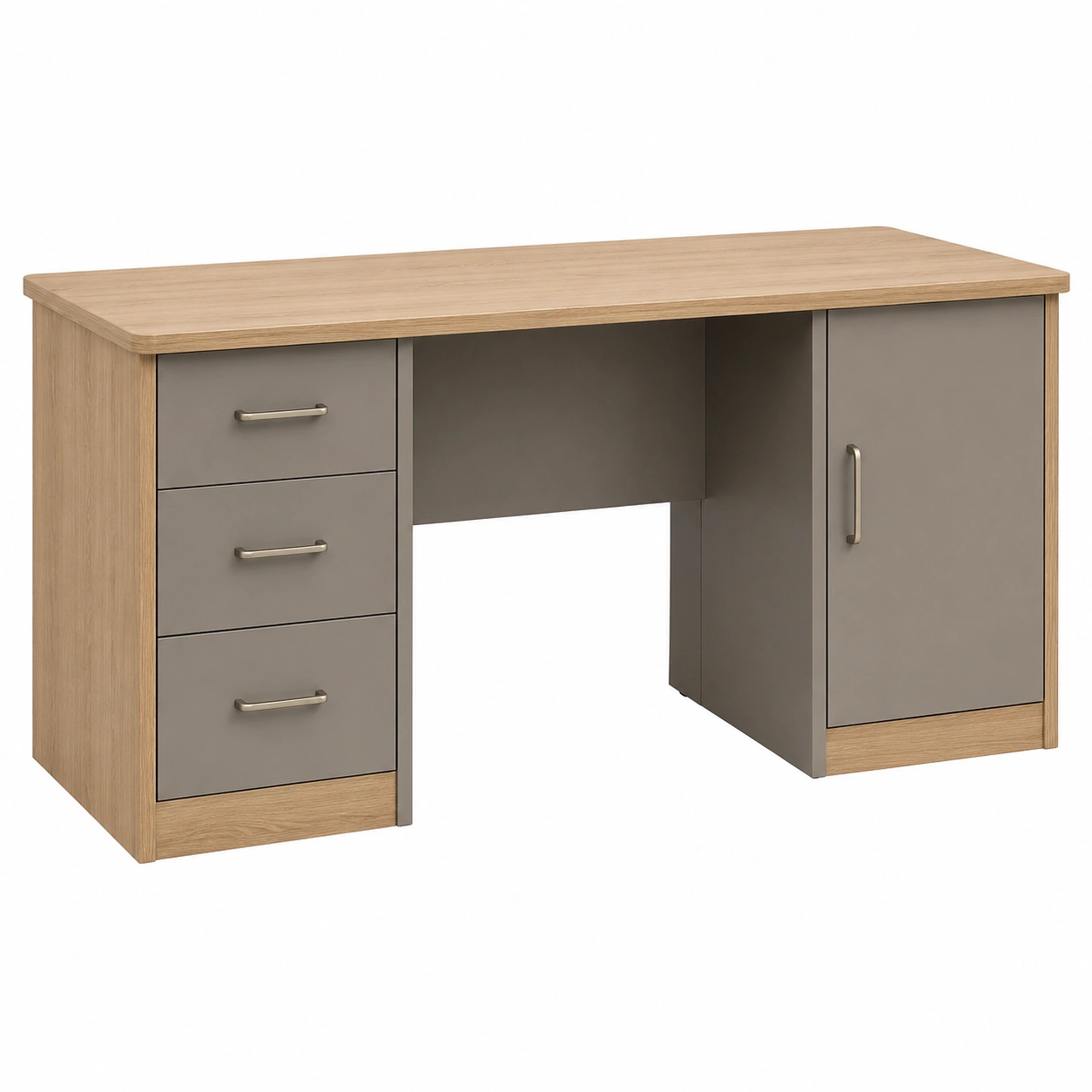 Schreibtisch in Eichenoptik und Grau mit Schubladen und Schrank 140x60x75 cm-furnovria