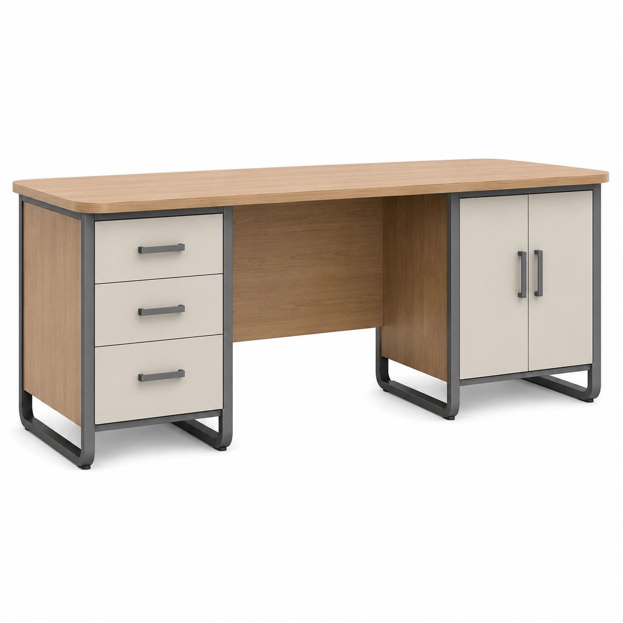 Schreibtisch Holzfurnier Metallgestell 160x70x75cm Beige-furnovria