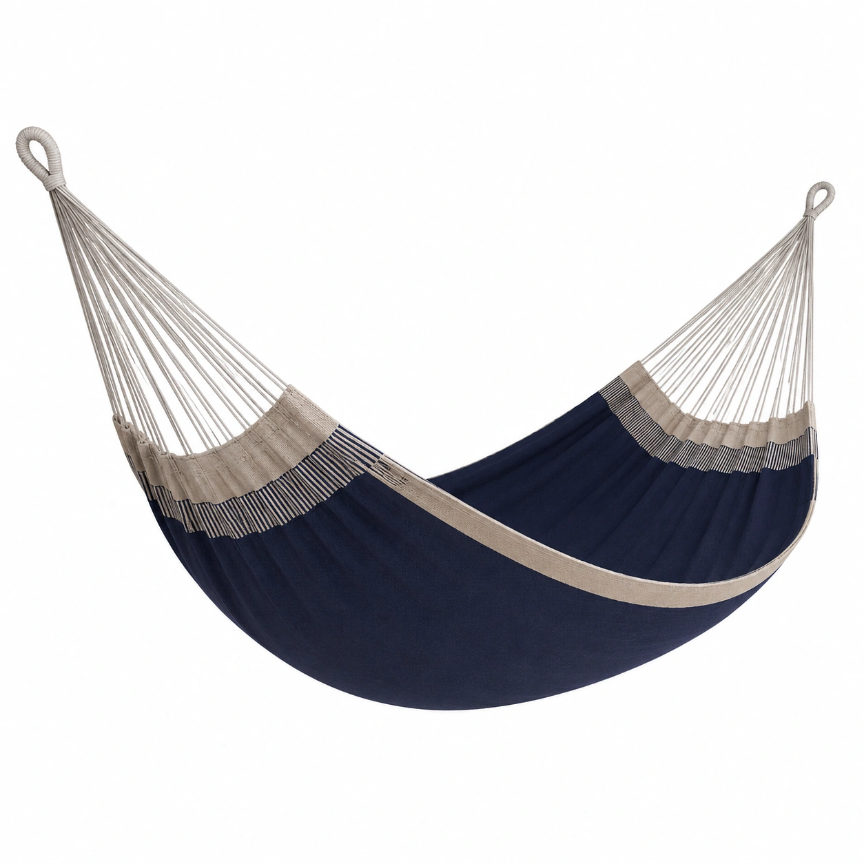 Hängematte Baumwolle Dunkelblau/Beige 200x150 cm-furnovria