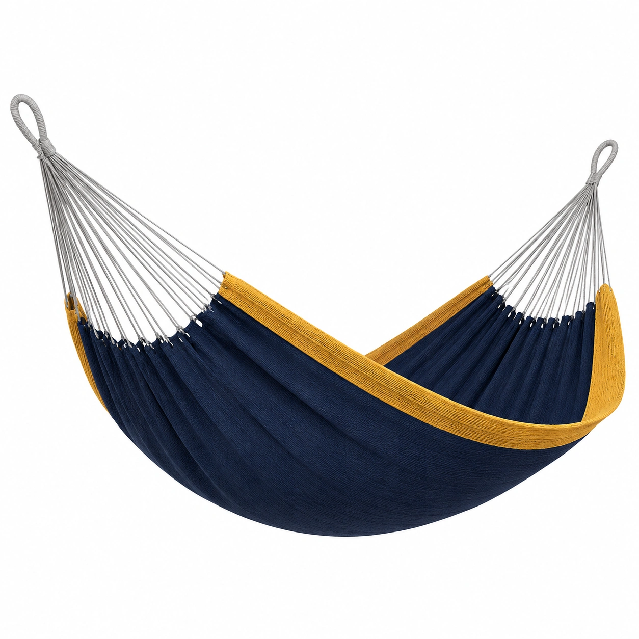 Baumwolle Hängematte mit Polyesterseilen 250x150cm Blau/Gelb-furnovria