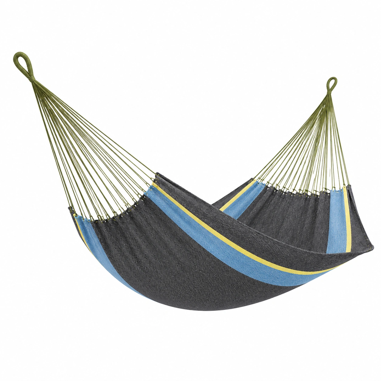 Hängematte Baumwolle-Polyester Gewebt 200x150 cm Blau/Gelb/Grün-furnovria