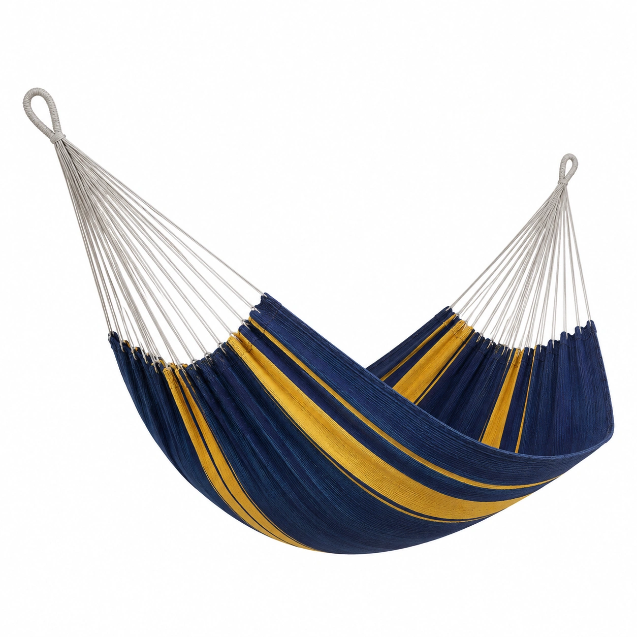 Baumwoll-Hängematte Blau/Gelb mit Tragkraft bis 200 kg-furnovria