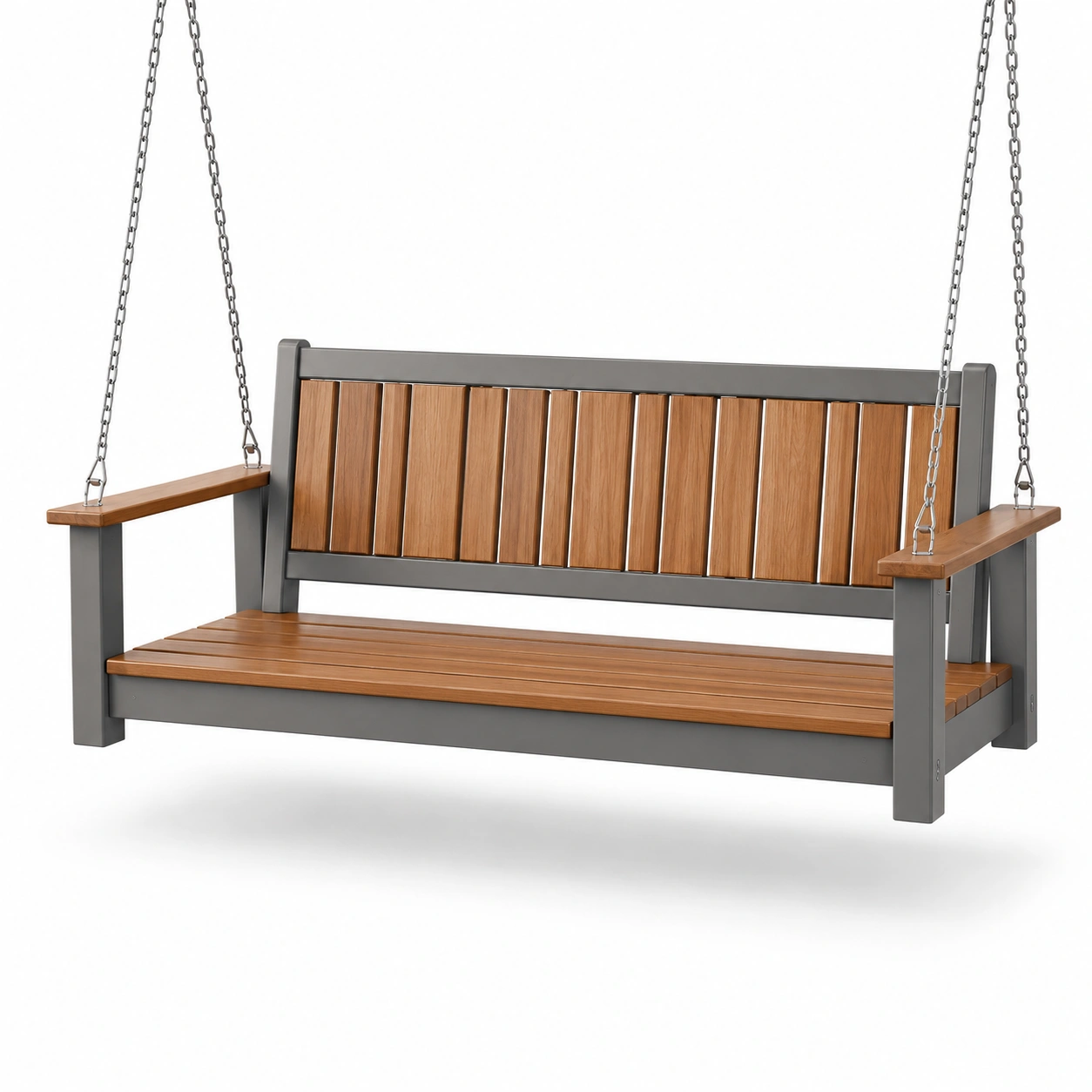 Gartenschaukelbank aus Eichenholz und Stahl Braun/Anthrazit 150cm-furnovria