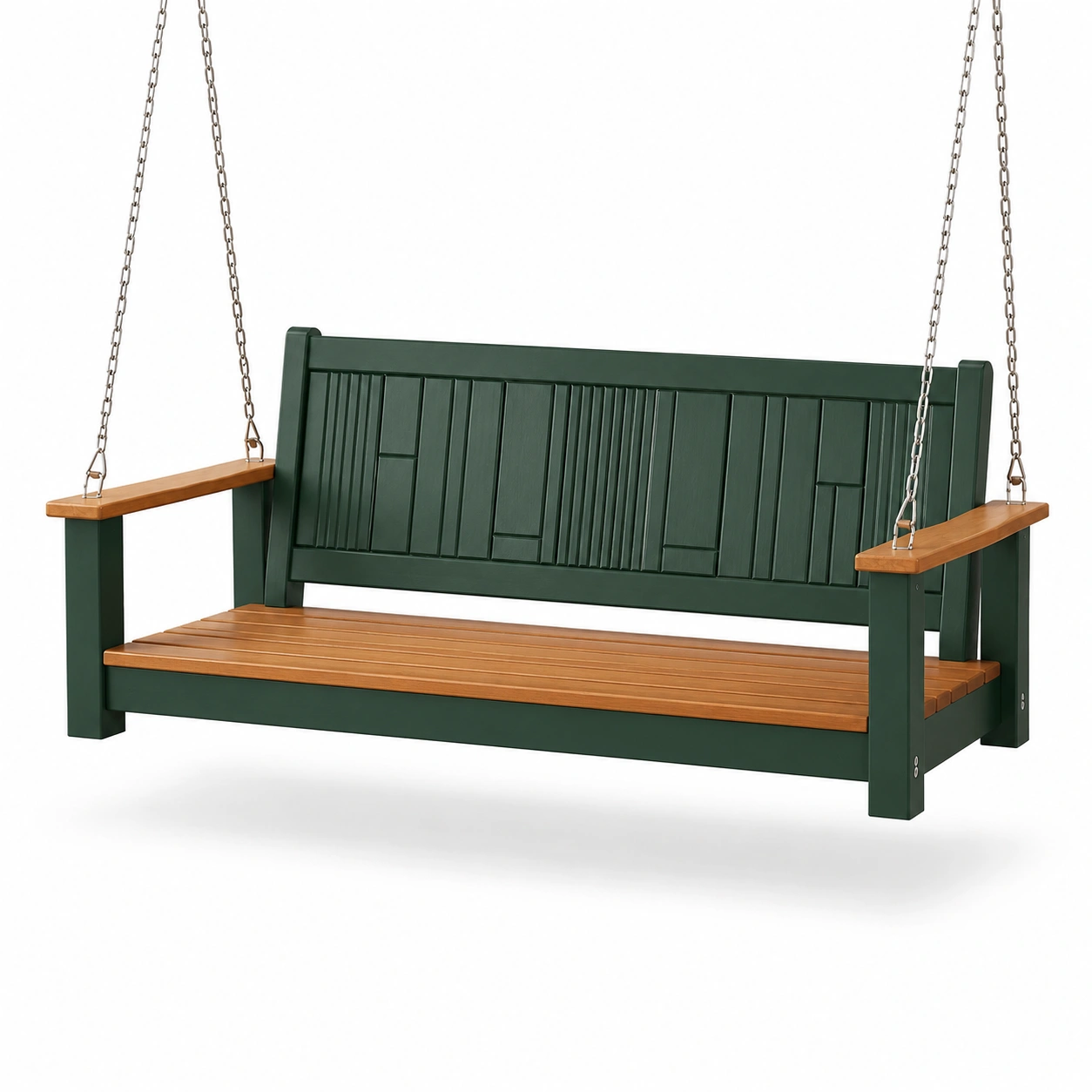 Holz- und Metall-Schaukelbank für den Außenbereich 150 cm Grün-furnovria