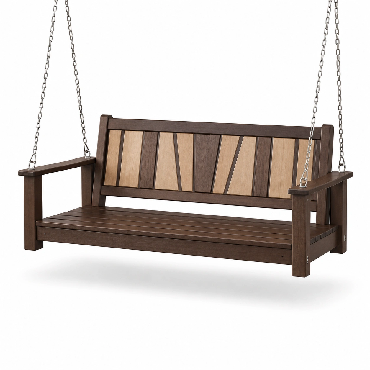 Holzschaukelbank mit Edelstahlketten 120cm Braun-furnovria