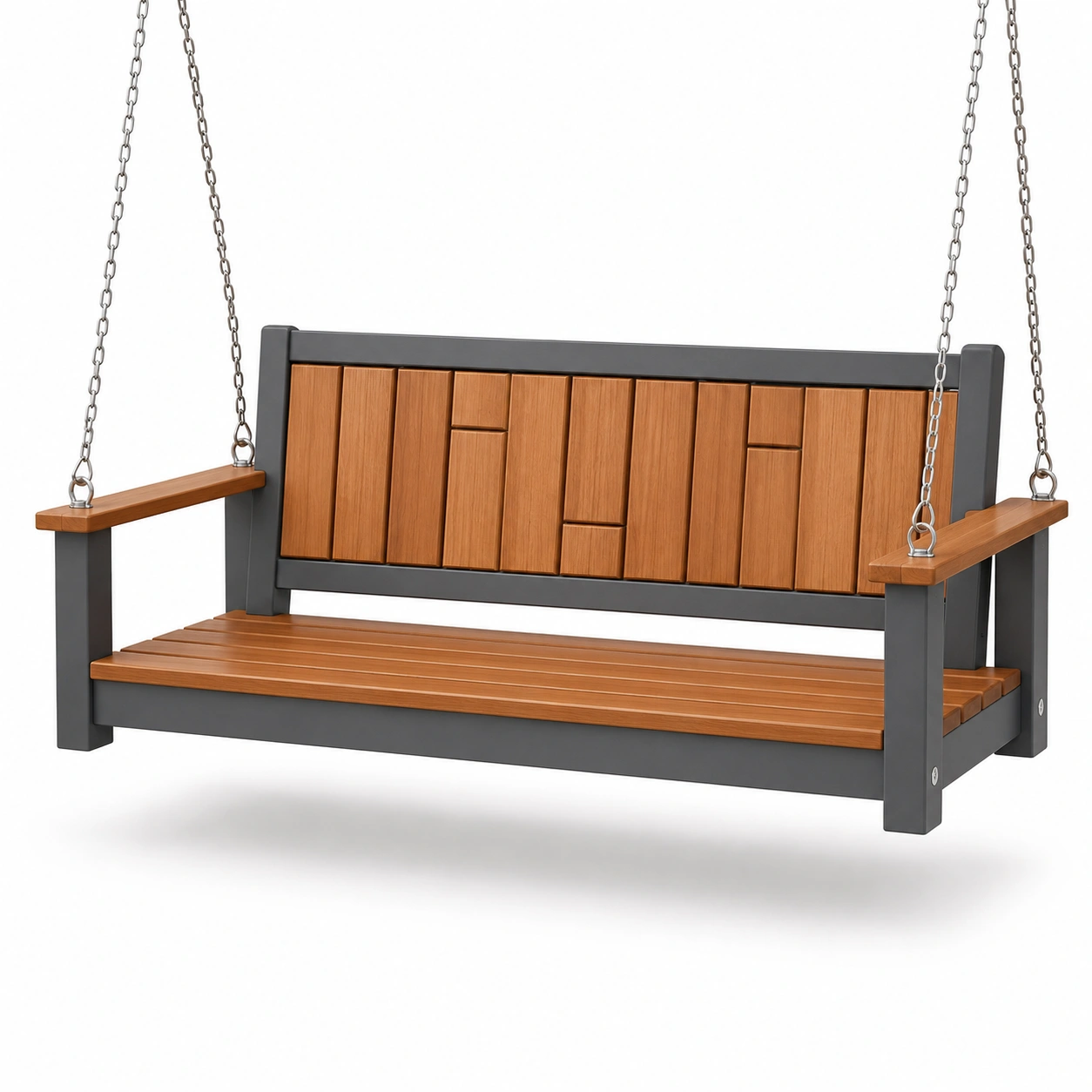 Garten-Hängeschaukelbank aus Holz und Metall 150cm Braun/Grau-furnovria