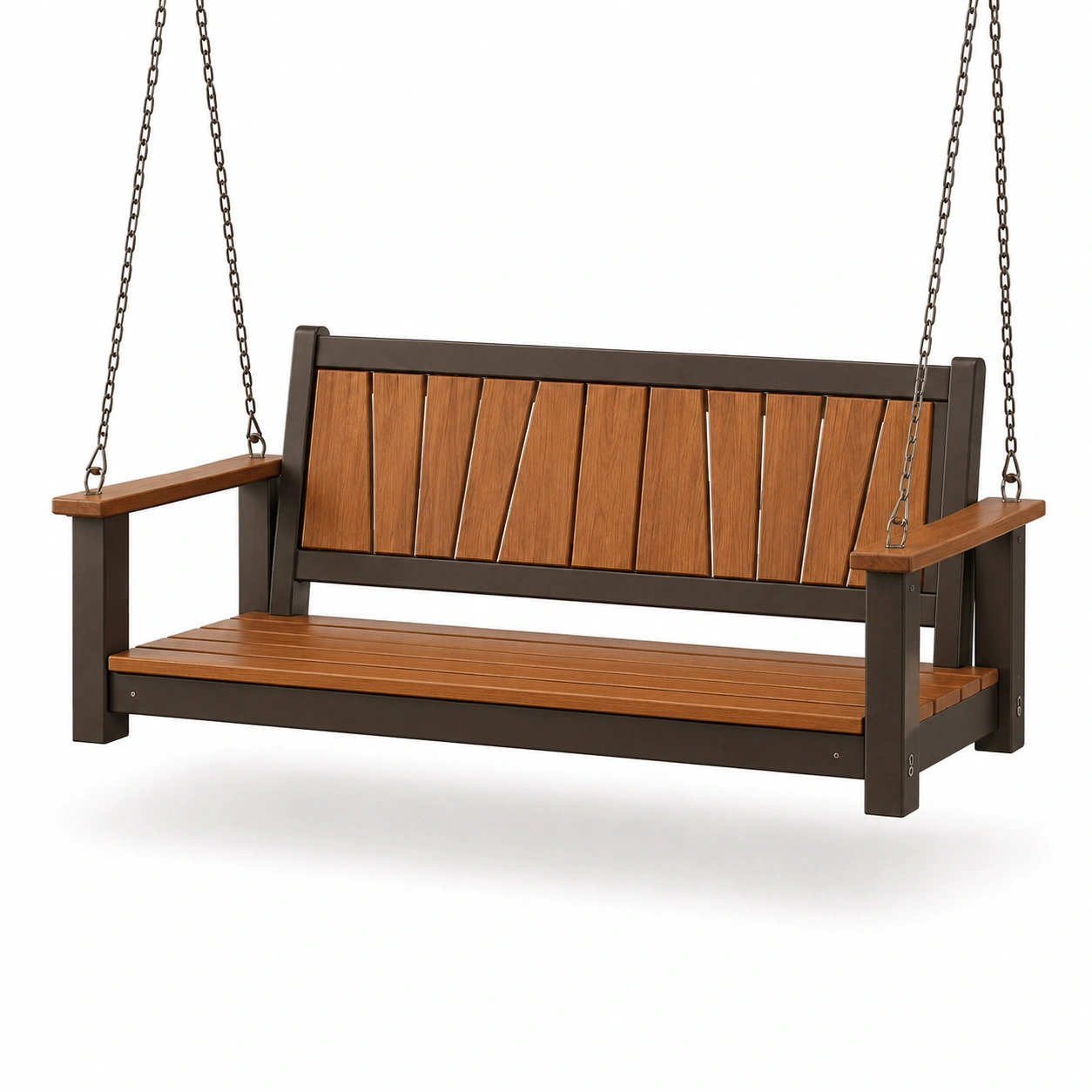 Gartenschaukelbank Stahl mit Polyholz-Sitzflächen 150cm Braun-furnovria