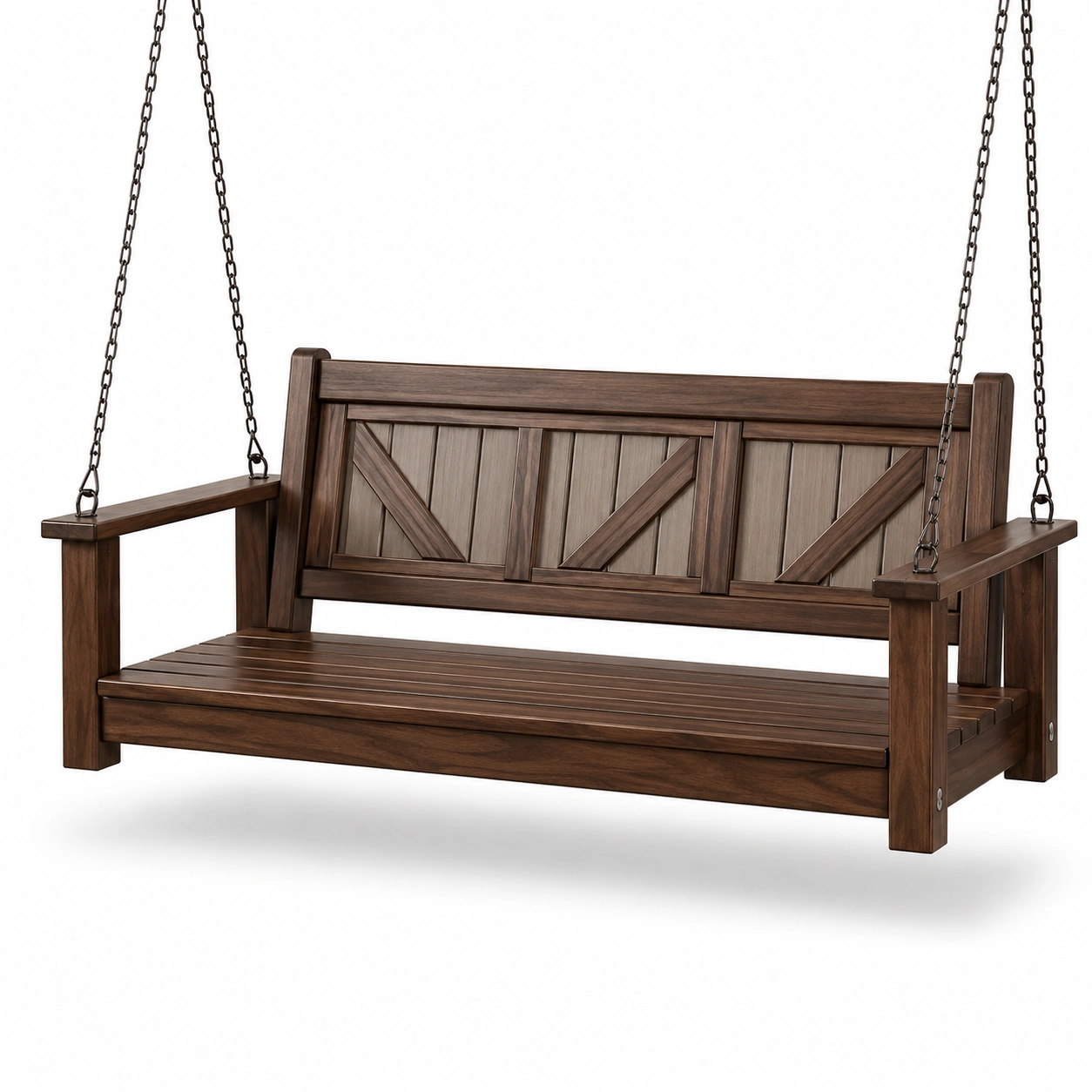 Holz Gartenschaukel Bank mit Ketten Dunkelbraun-furnovria