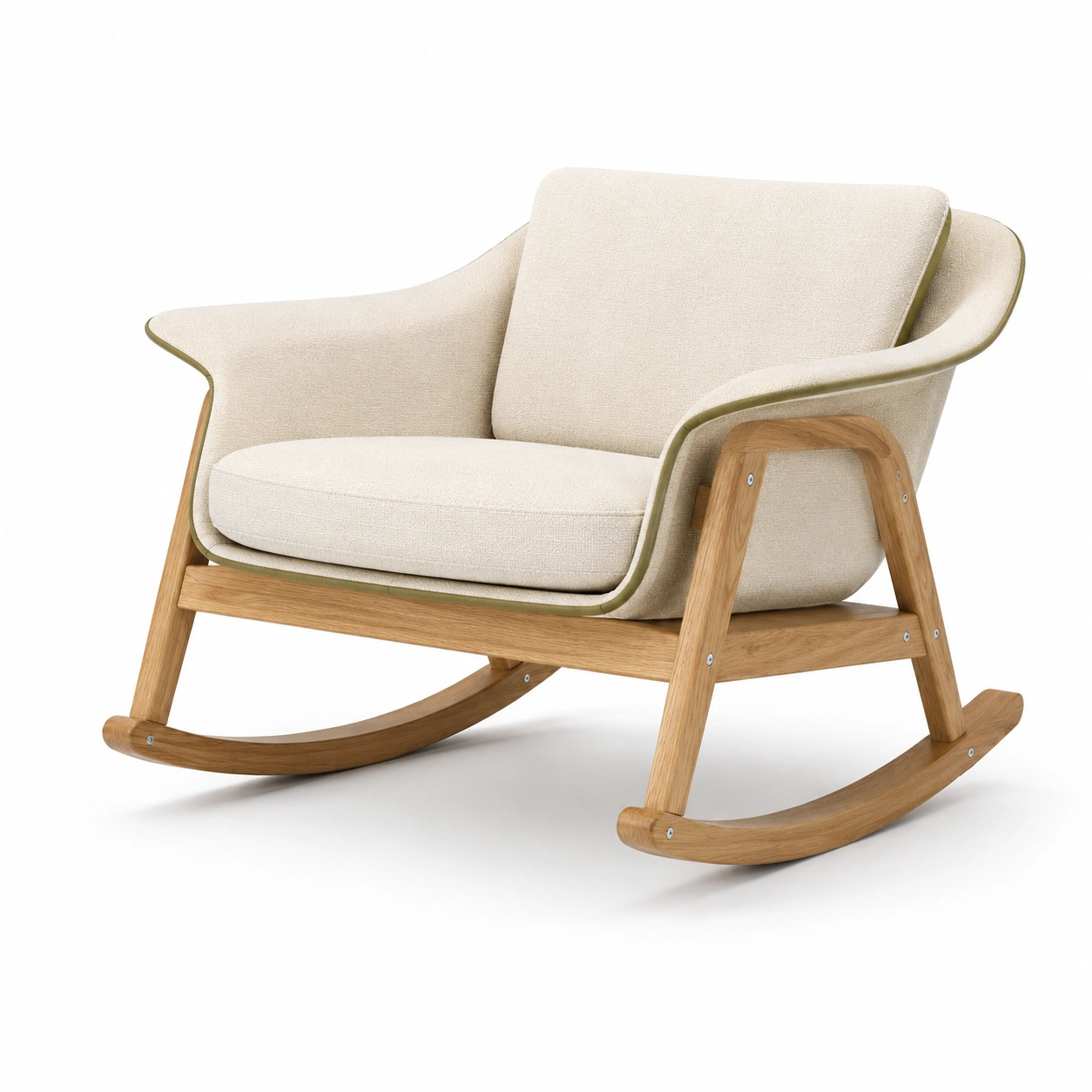 Schaukelstuhl aus Holz mit Stoffbezug Beige-furnovria