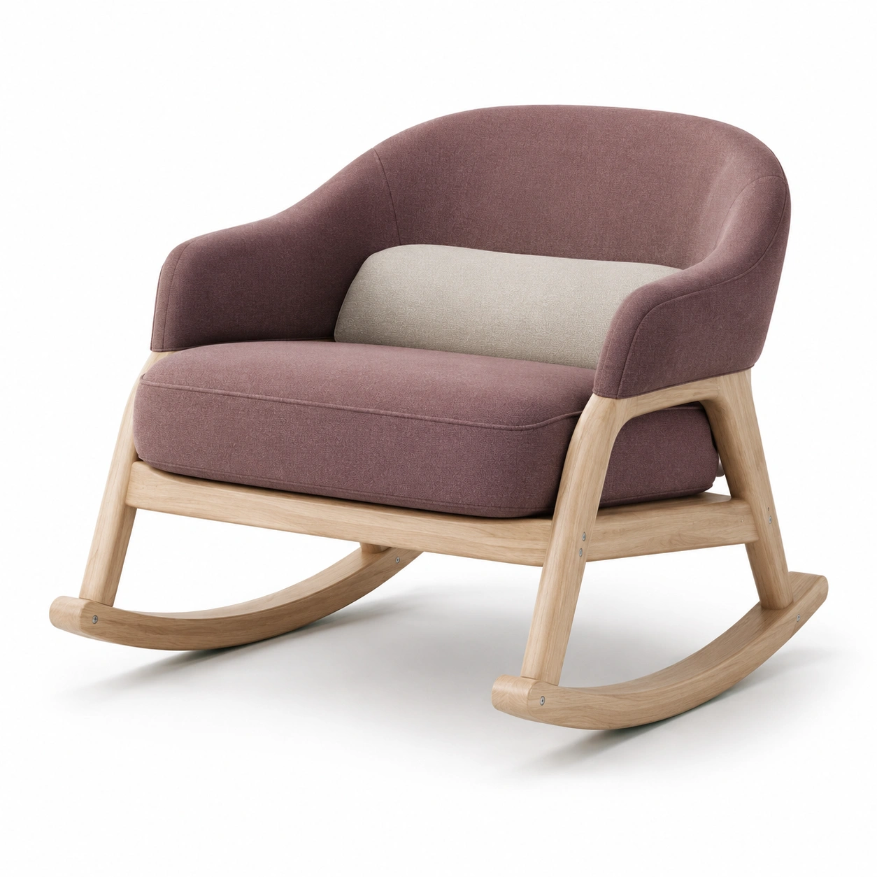 Schaukelstuhl Stoff Birkenholz Lila/Beige-furnovria