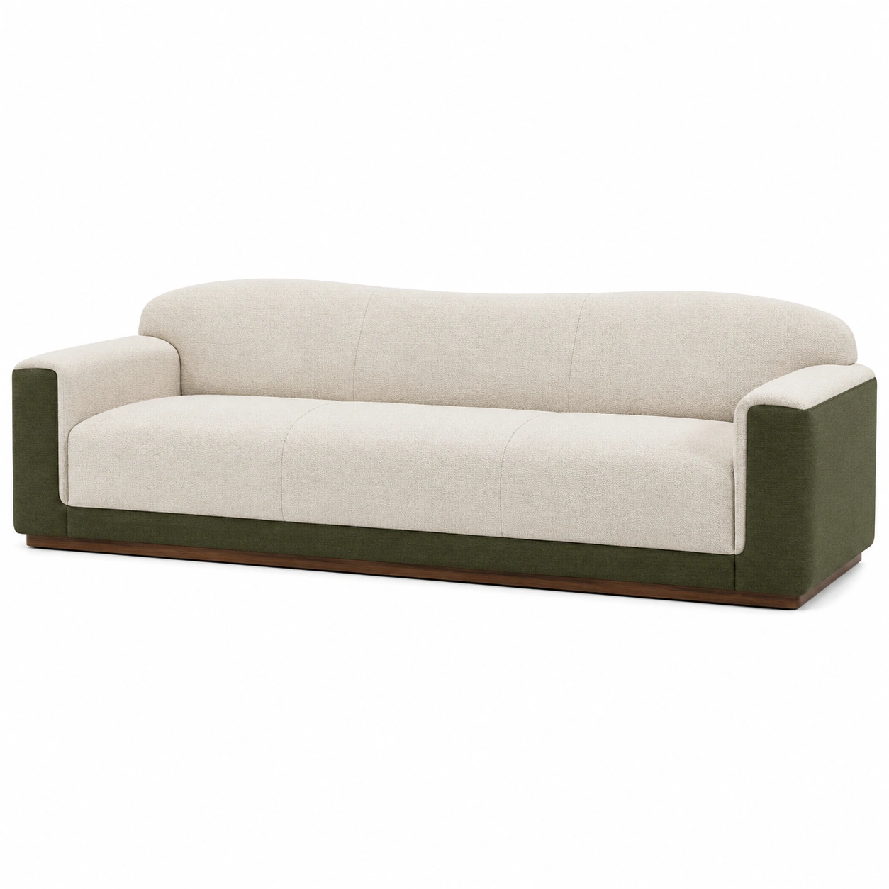 Sofa 3-Sitzer Stoff Eichenholz Creme/Grün-furnovria