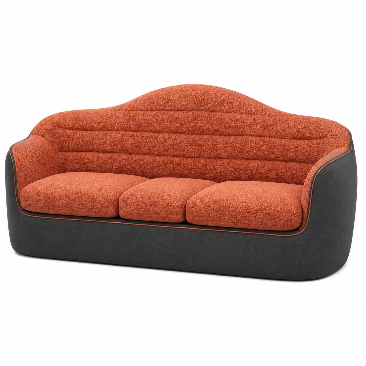 Bouclé-Sofa mit Holzrahmen Orange/Grau-furnovria