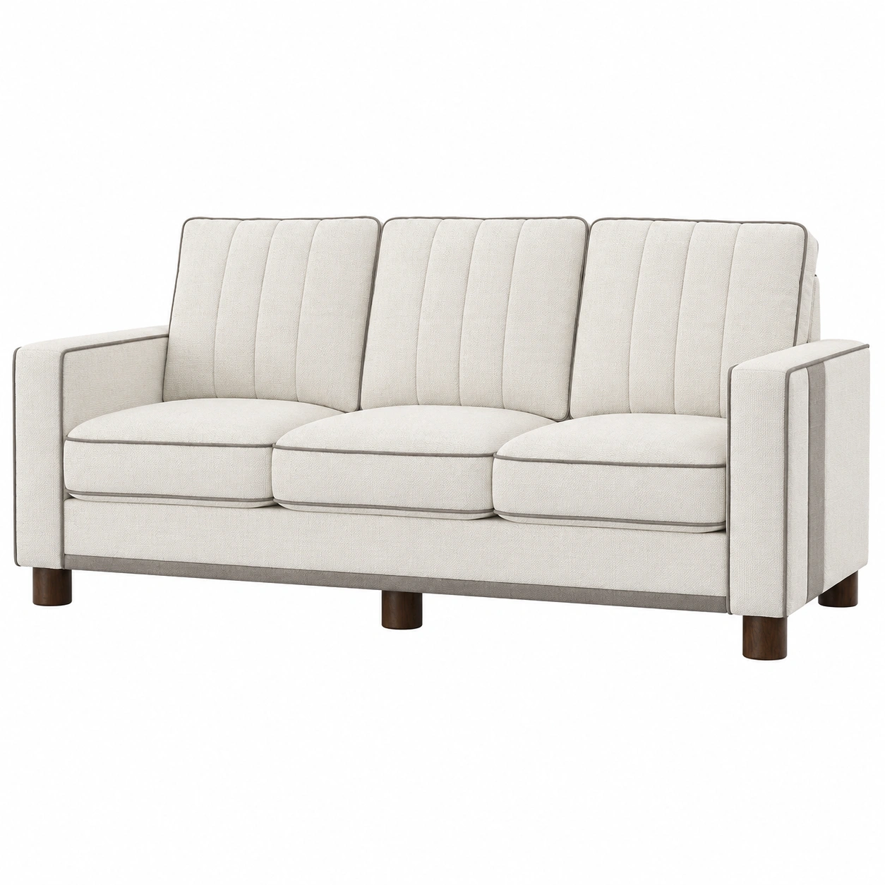3-Sitzer Sofa Rechteckig Stoff Holz Beige-furnovria