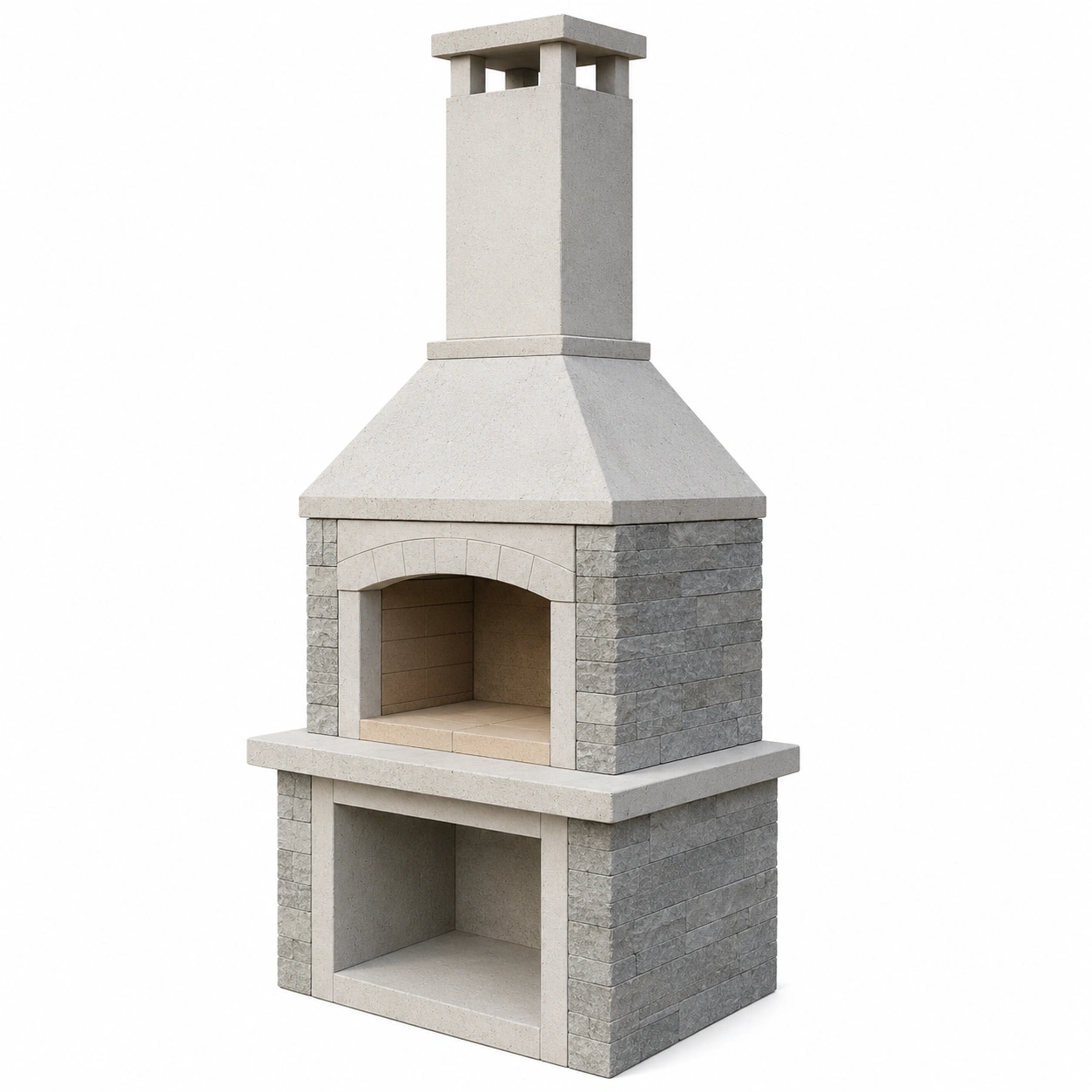 Steingrill Kaminofen Kalkstein 220cm Grau-furnovria