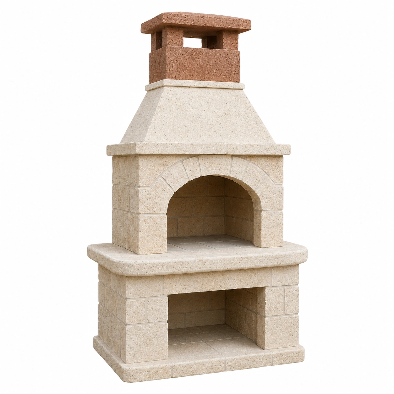 Gartengrillkamin aus Beton, 200 cm Höhe, Beige/Rotbraun-furnovria