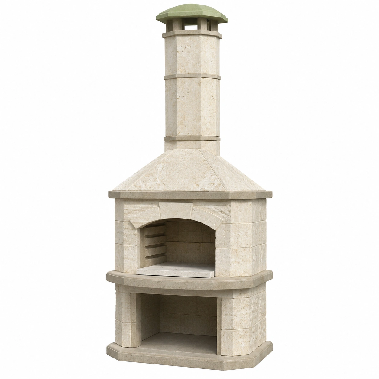 Gartenkamin aus Beton in Natursteinoptik Beige-furnovria