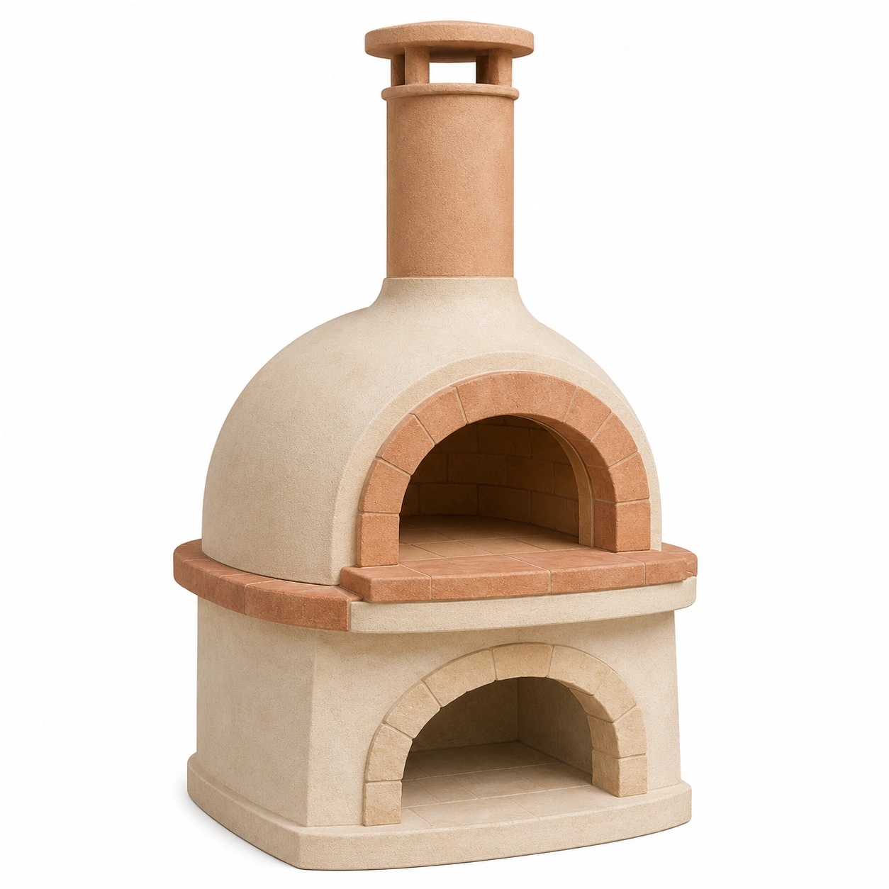 Pizzaofen aus Ton mit Schamottesteinen Beige/Braun-furnovria