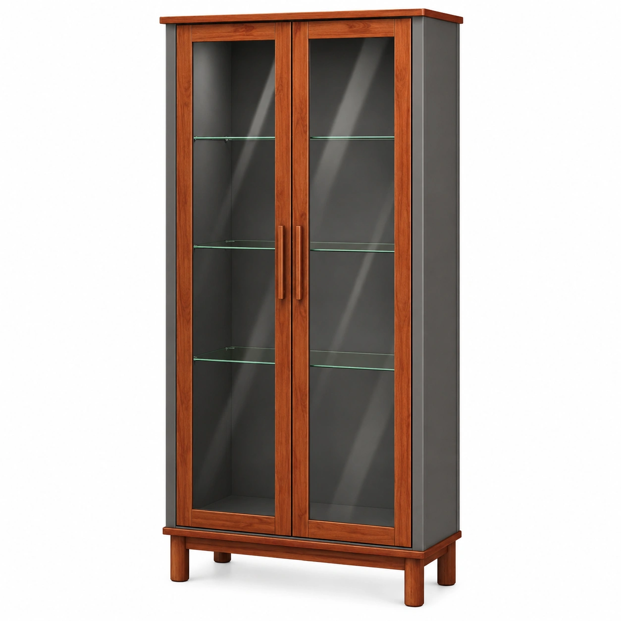 Vitrinenschrank Holz Sicherheitsglas 180x75x40cm Brauneschwarz-furnovria