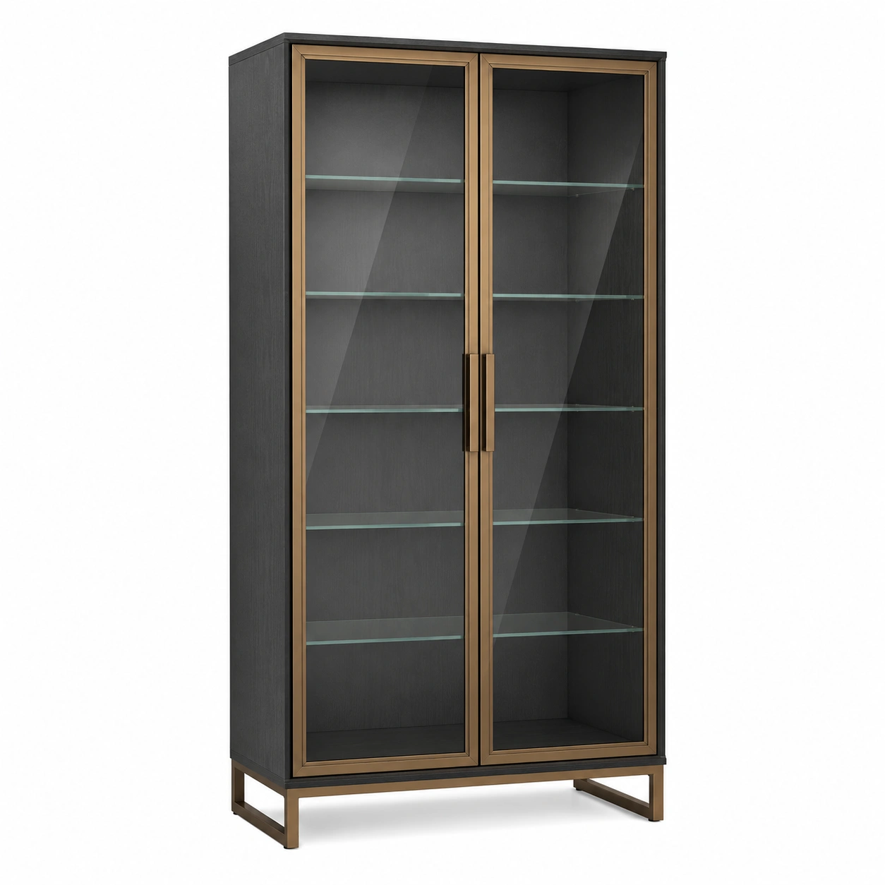 Vitrine aus Metall mit gehärtetem Glas Schwarz/Bronze-furnovria