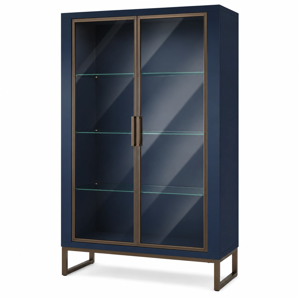 Vitrinenschrank aus Stahl und gehärtetem Glas Dunkelblau-furnovria