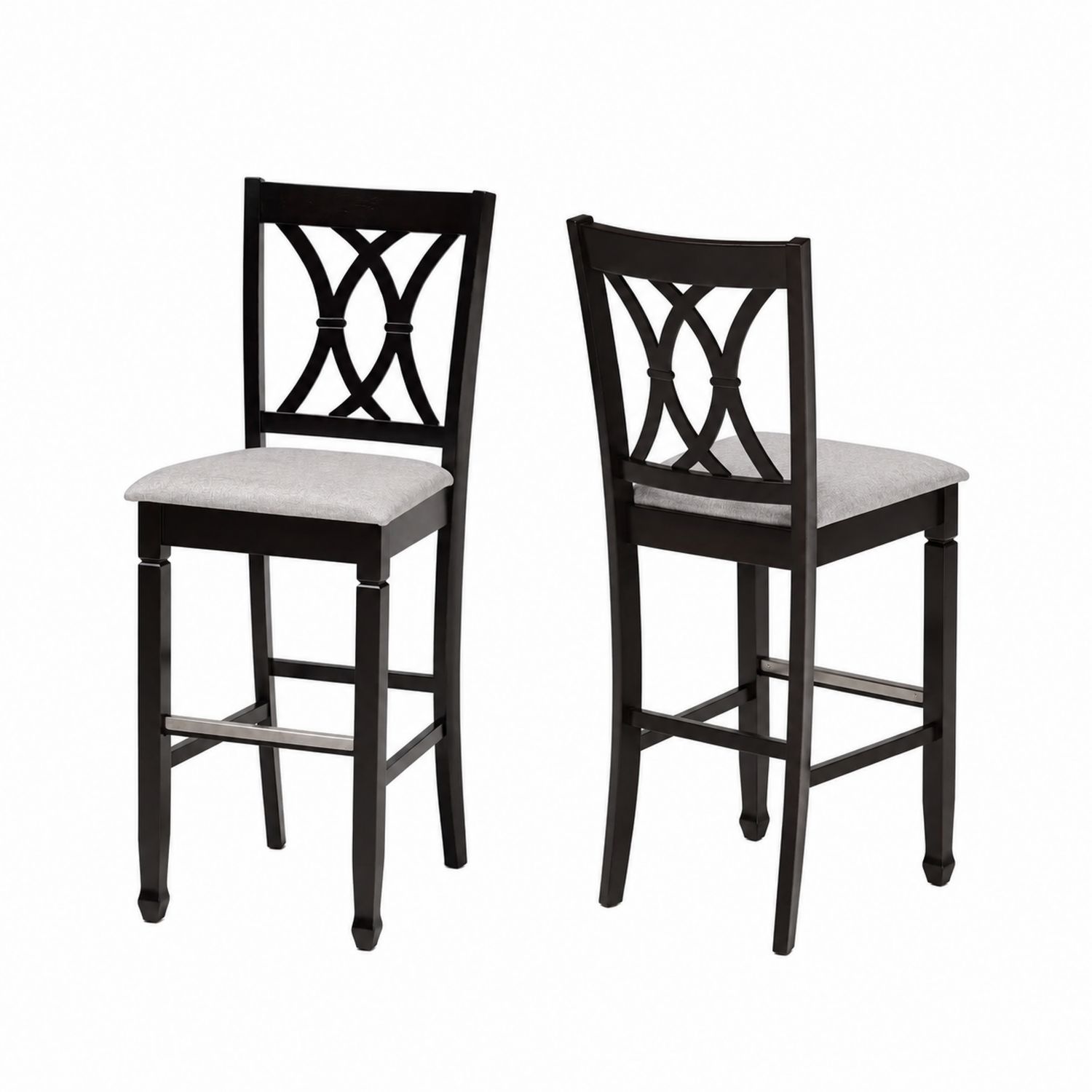 Barhocker Set Holz Schwarz/Grau 2er-Set-nortrivoqelz