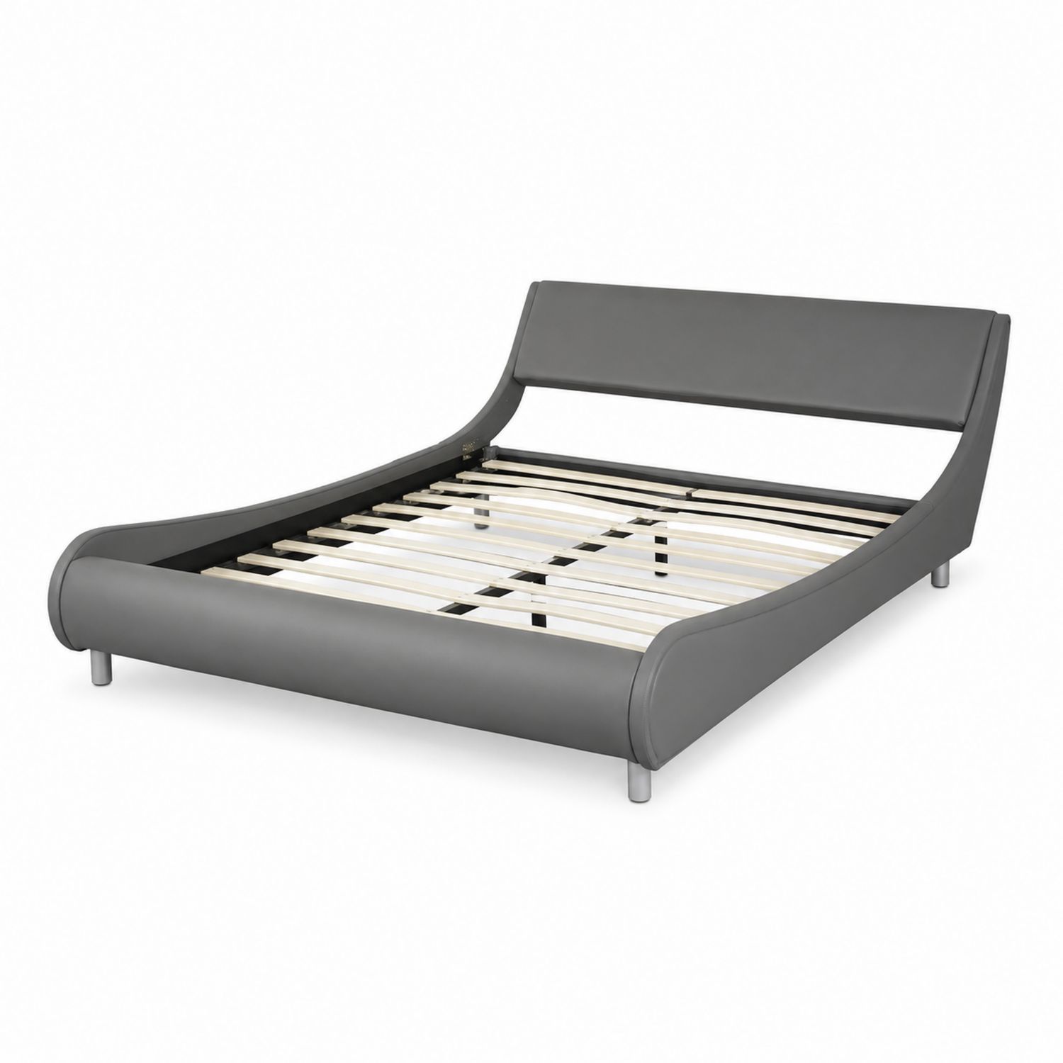 Doppelbett Kunstleder Grau 200x140 cm-nortrivoqelz