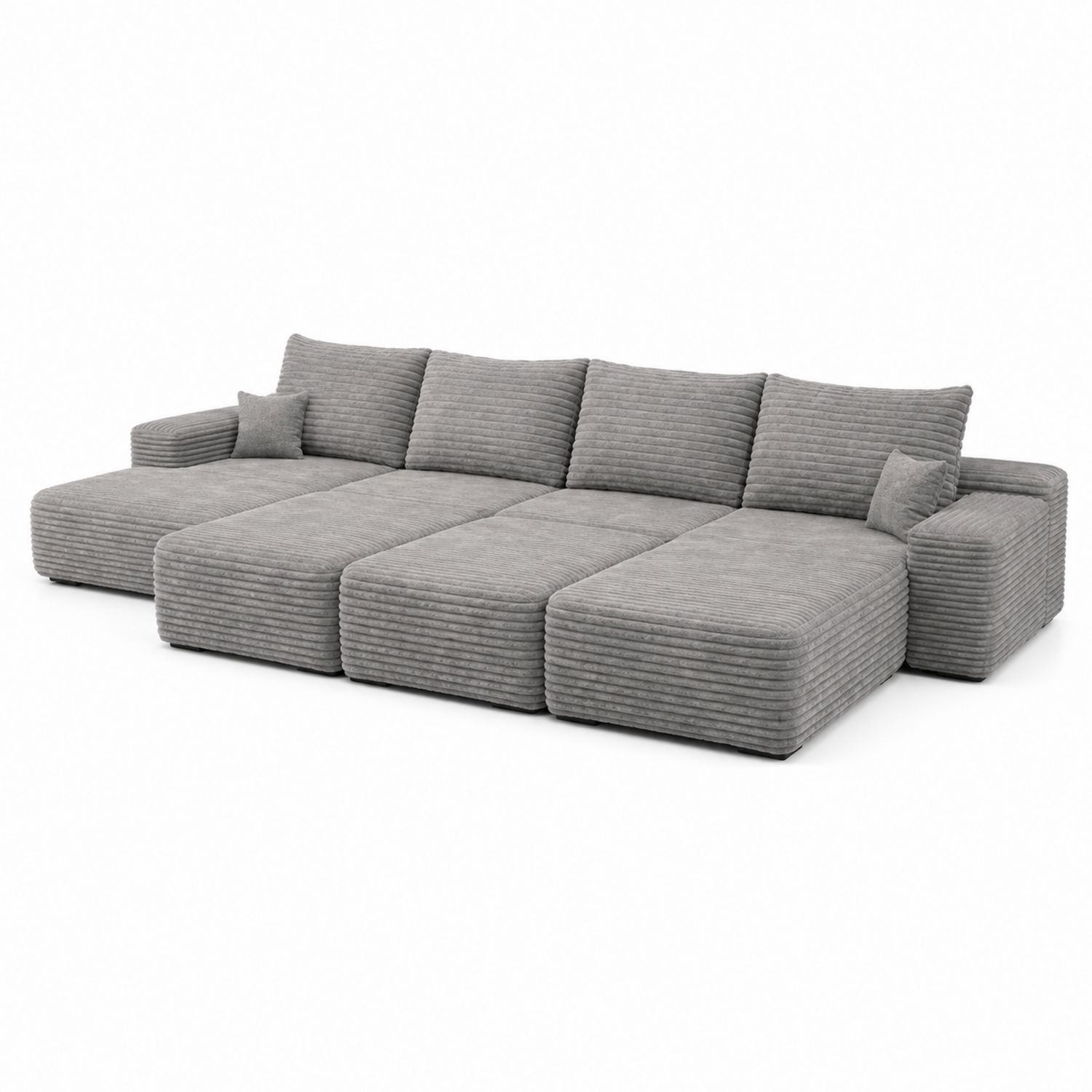 Modulares Sofa U-Form Cord Grau 300x160cm-nortrivoqelz
