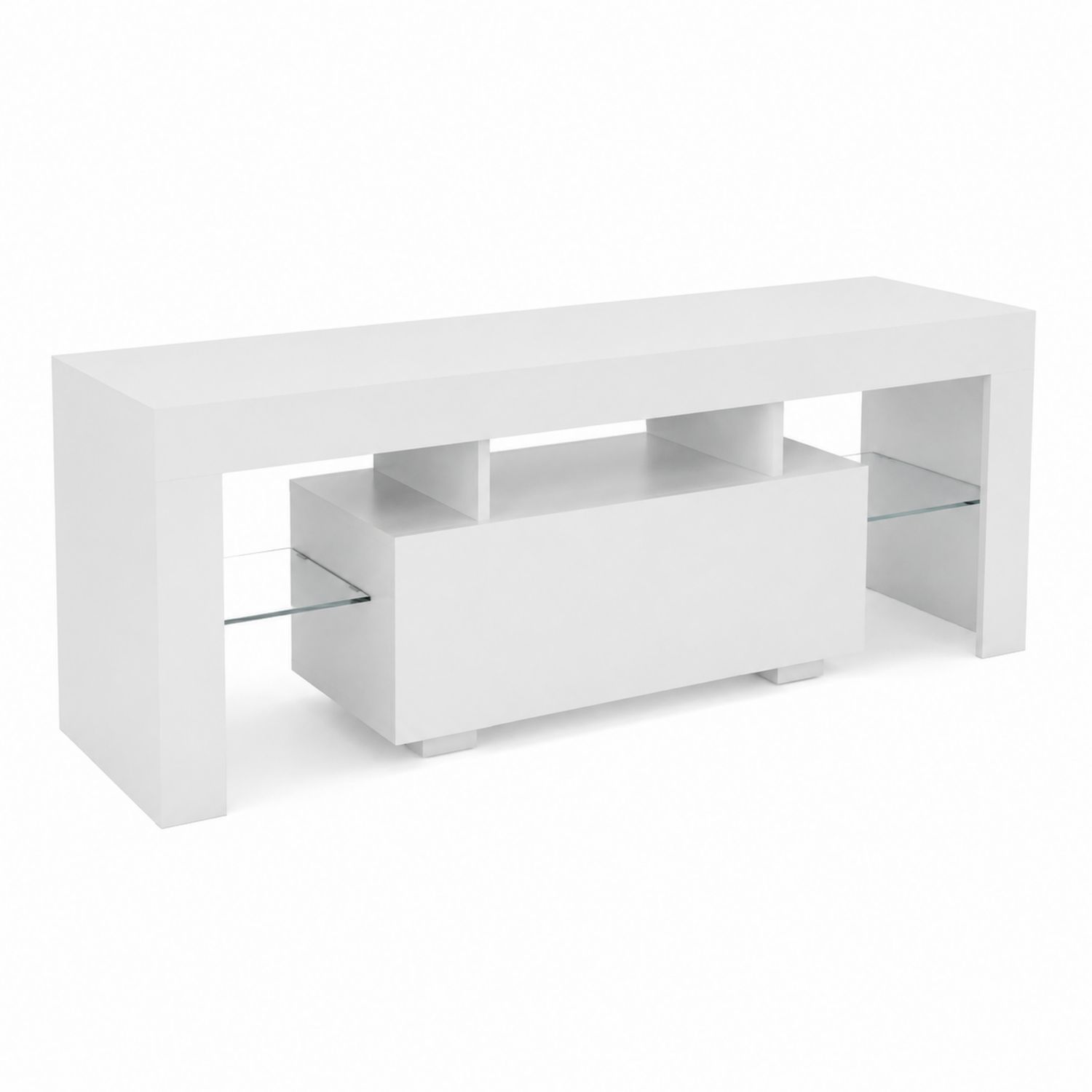 TV-Schrank aus MDF mit gehärteten Glasregalen Weiß 180cm-nortrivoqelz