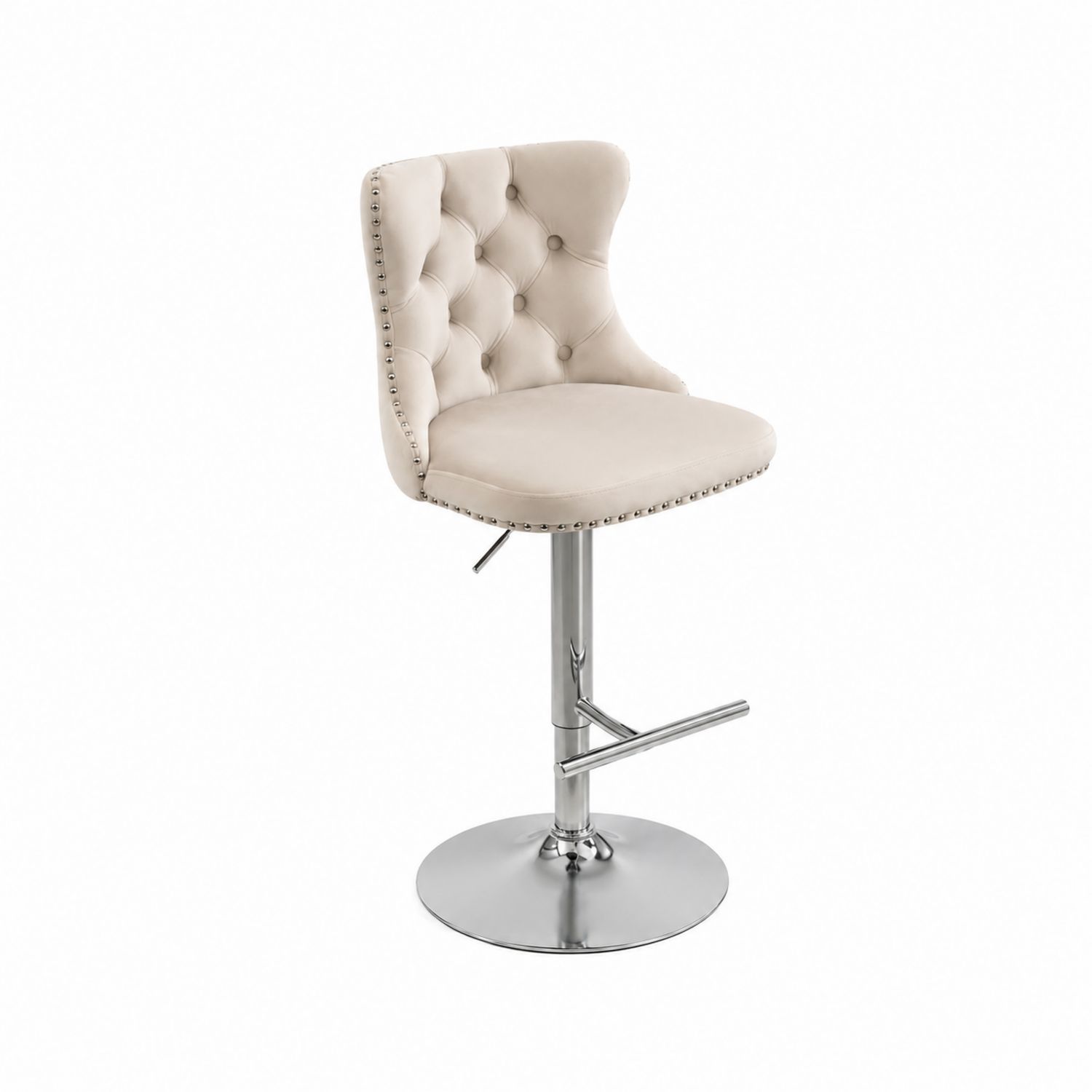 Barhocker Beige Samt Metall Verstellbar-nortrivoqelz