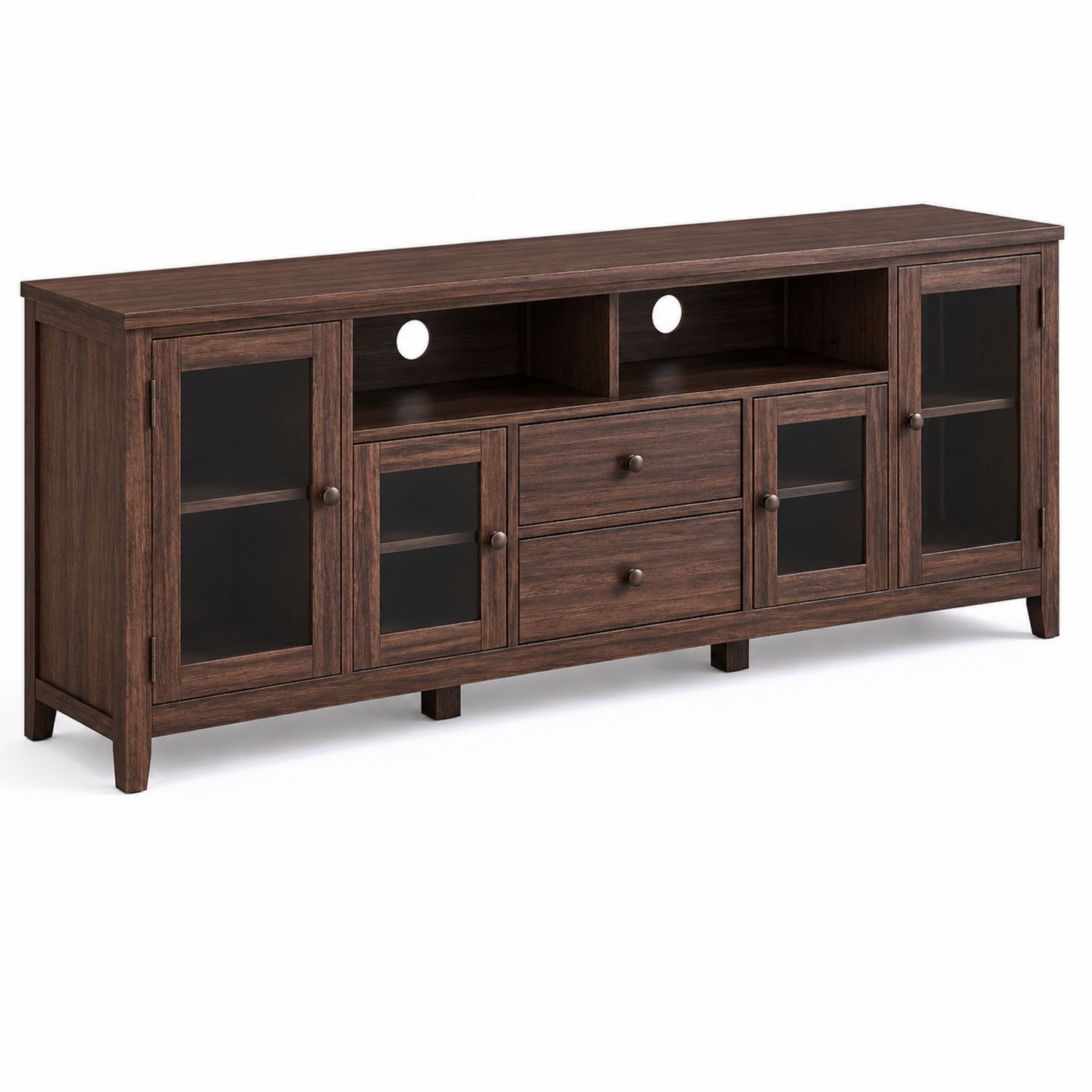 TV-Schrank Holz mit gehärtetem Glas 200x40x60cm Braun-nortrivoqelz